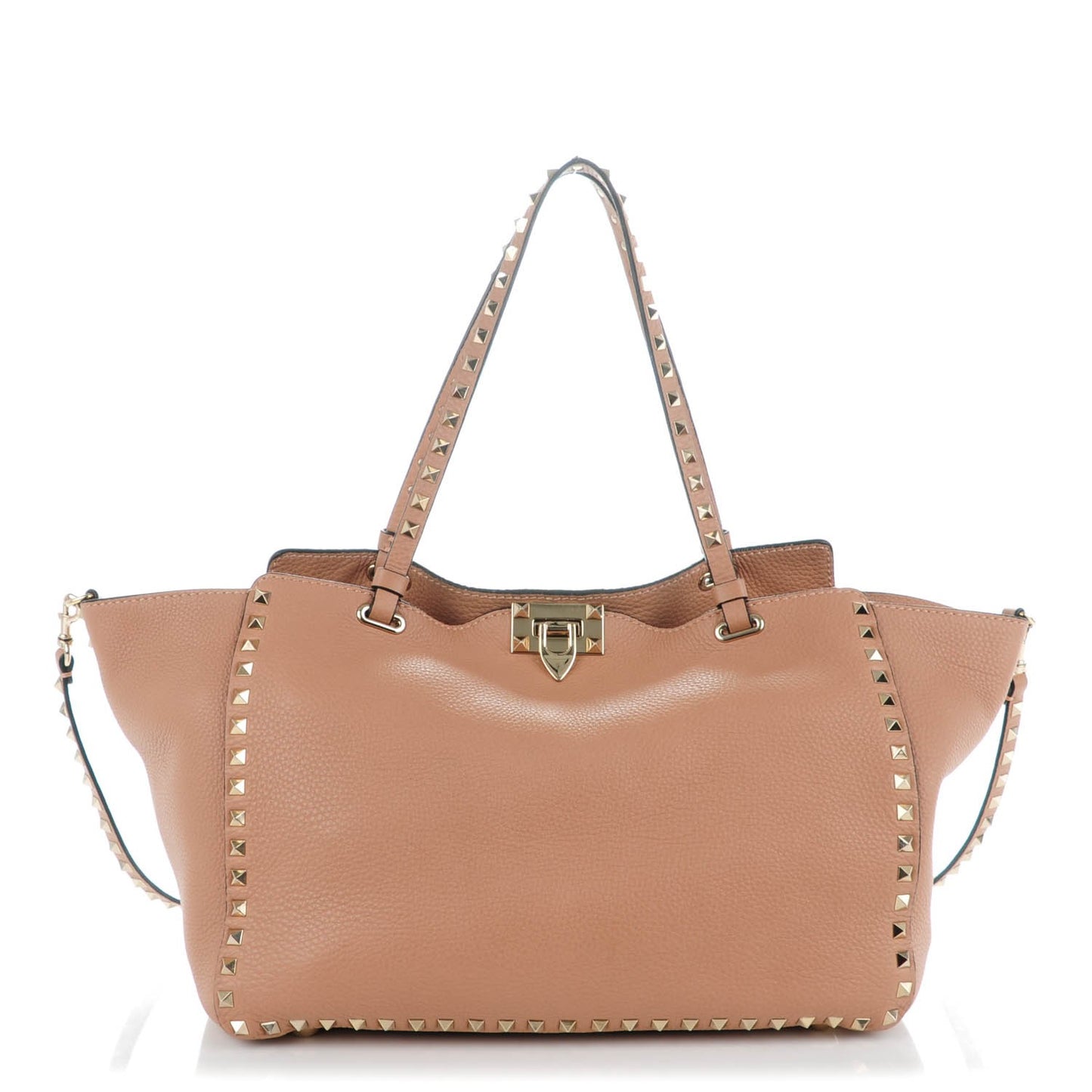 Pebbled Calfskin Medium Rockstud Tote Skin Sorbet