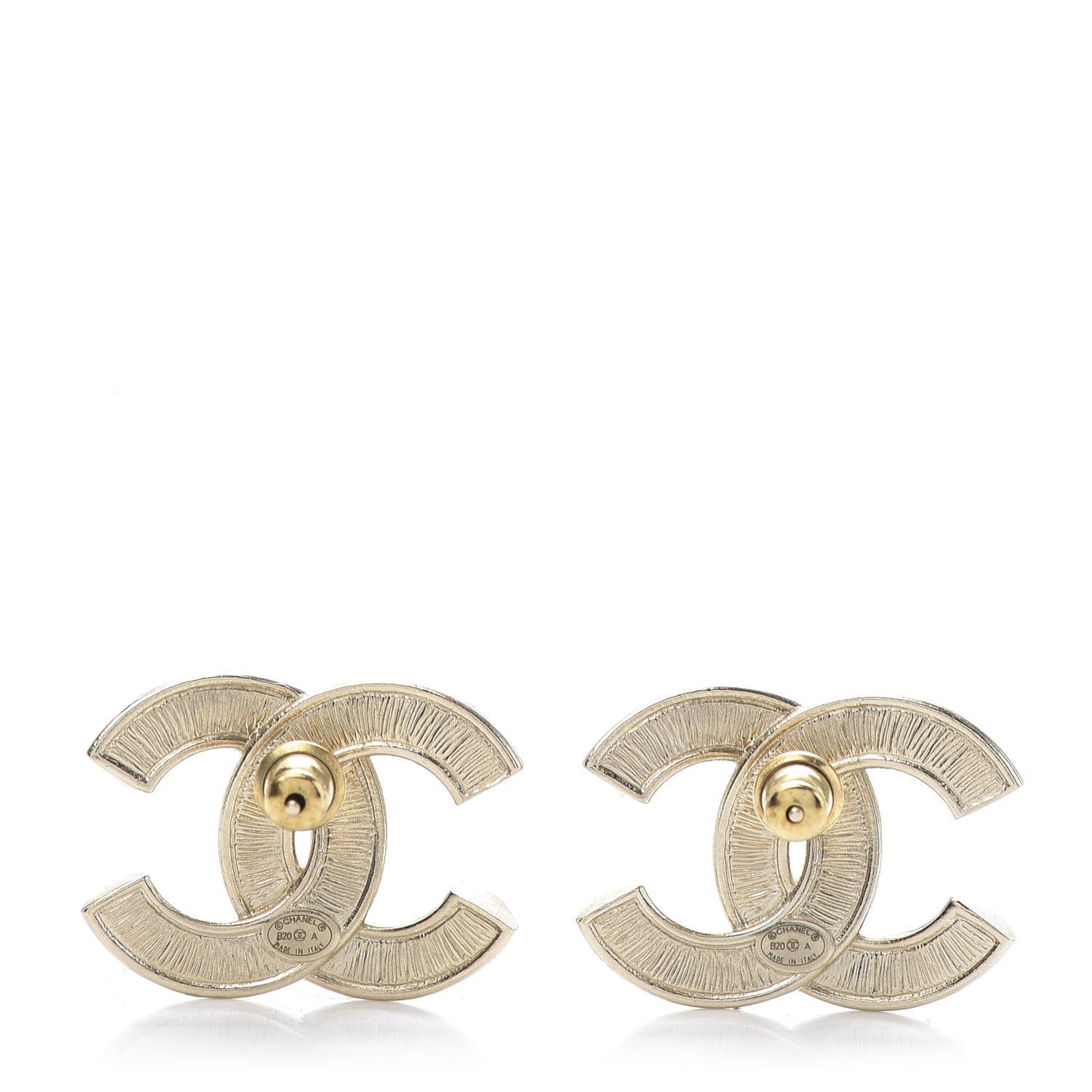 Crystal Pearl Chain Mania CC Earrings Gold