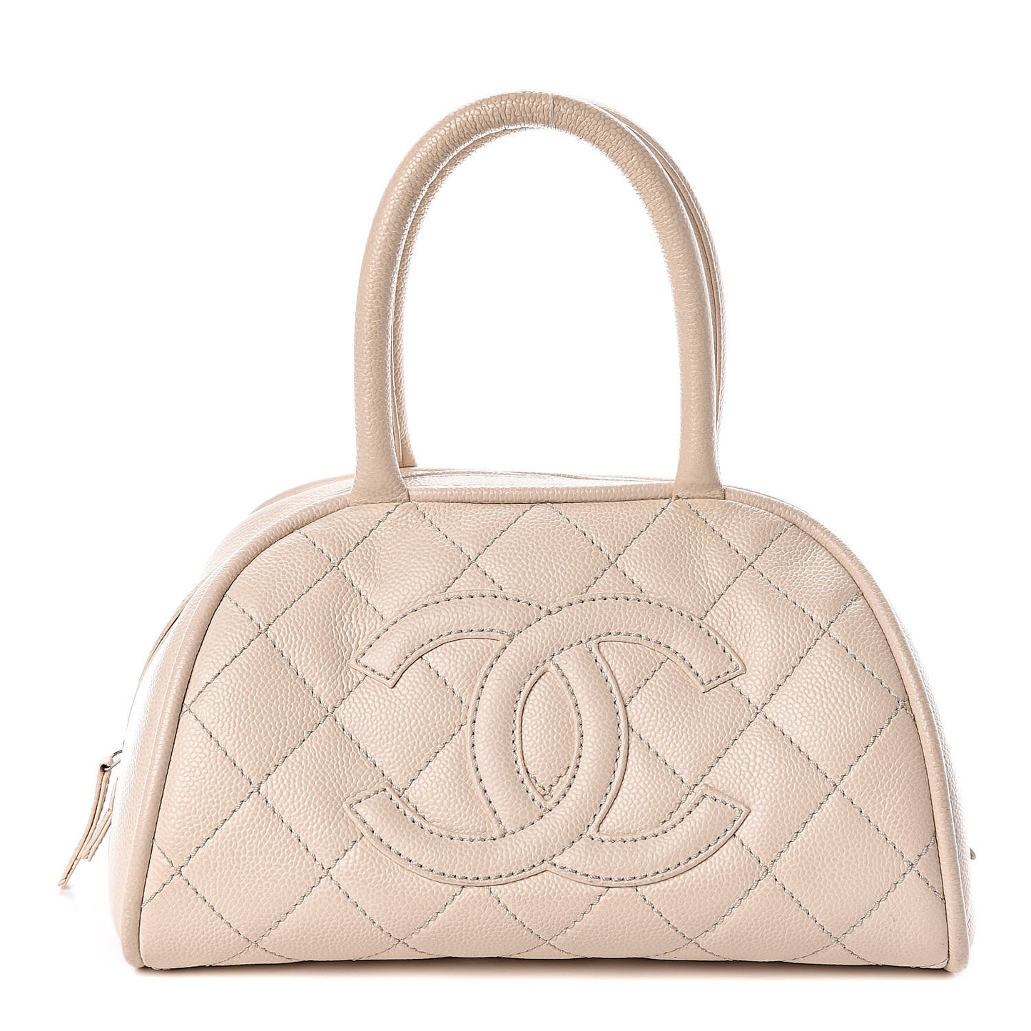 Caviar Quilted Small Bowler Beige Clair