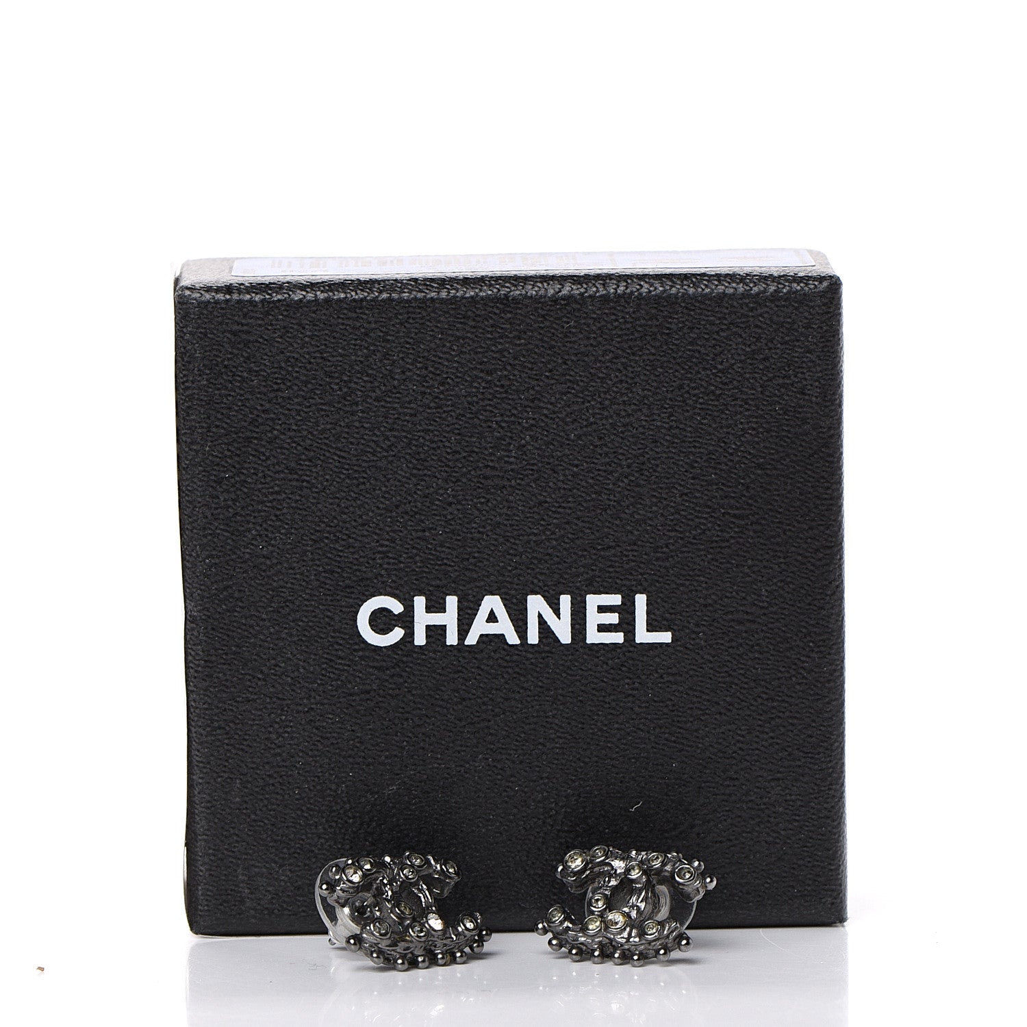 Chanel Crystal CC Earrings Ruthenium Dark Grey 5 of 5