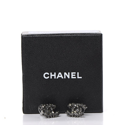Chanel Crystal CC Earrings Ruthenium Dark Grey 5 of 5