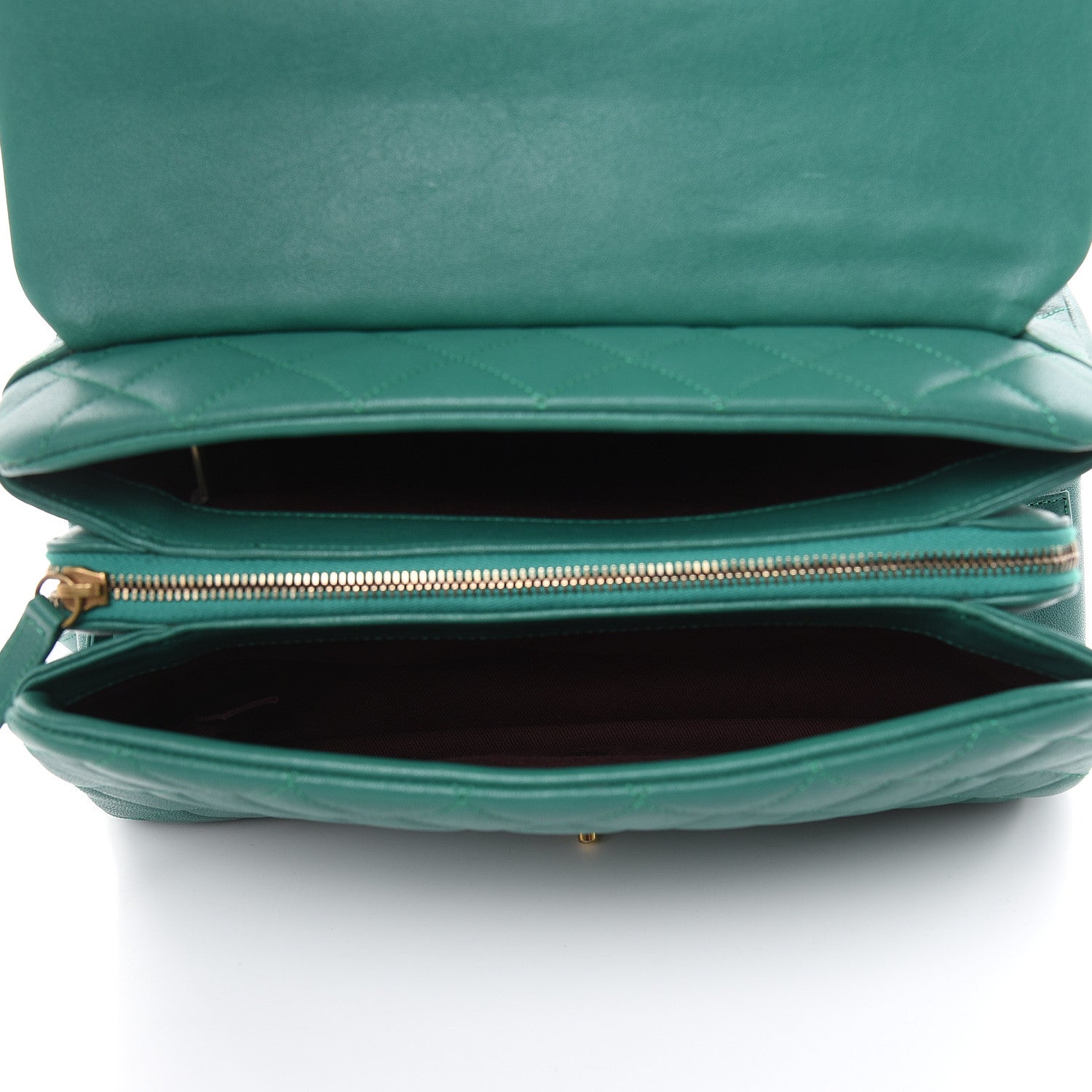 Chanel Shiny Sheepskin Quilted Large Trapezio Flap Green 5 of 13