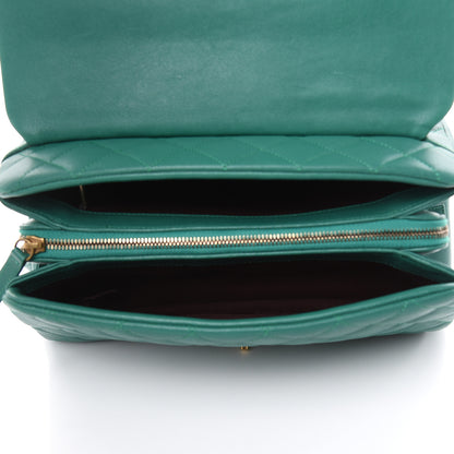 Chanel Shiny Sheepskin Quilted Large Trapezio Flap Green 5 of 13