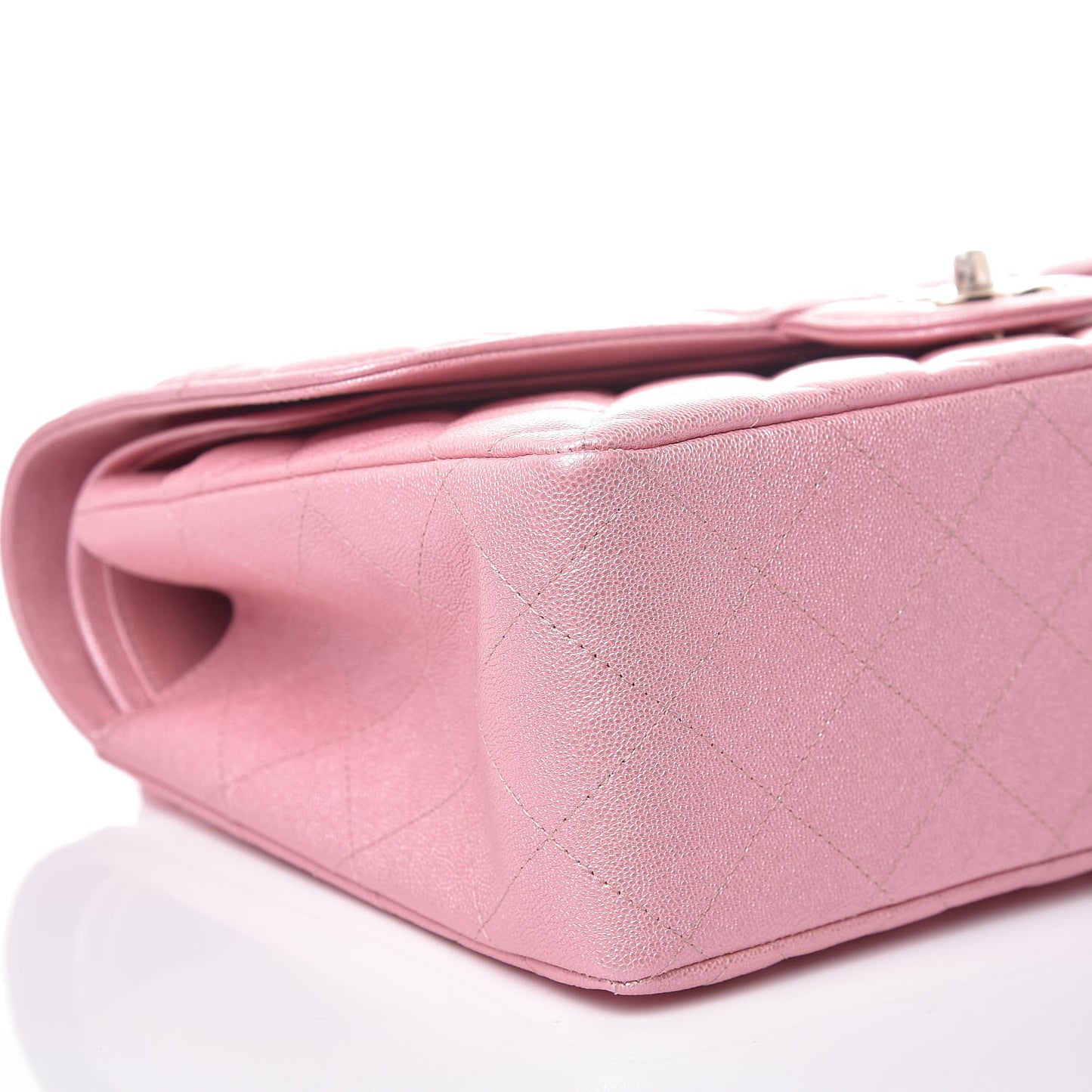 Iridescent Caviar Quilted Jumbo Double Flap Rose Pink