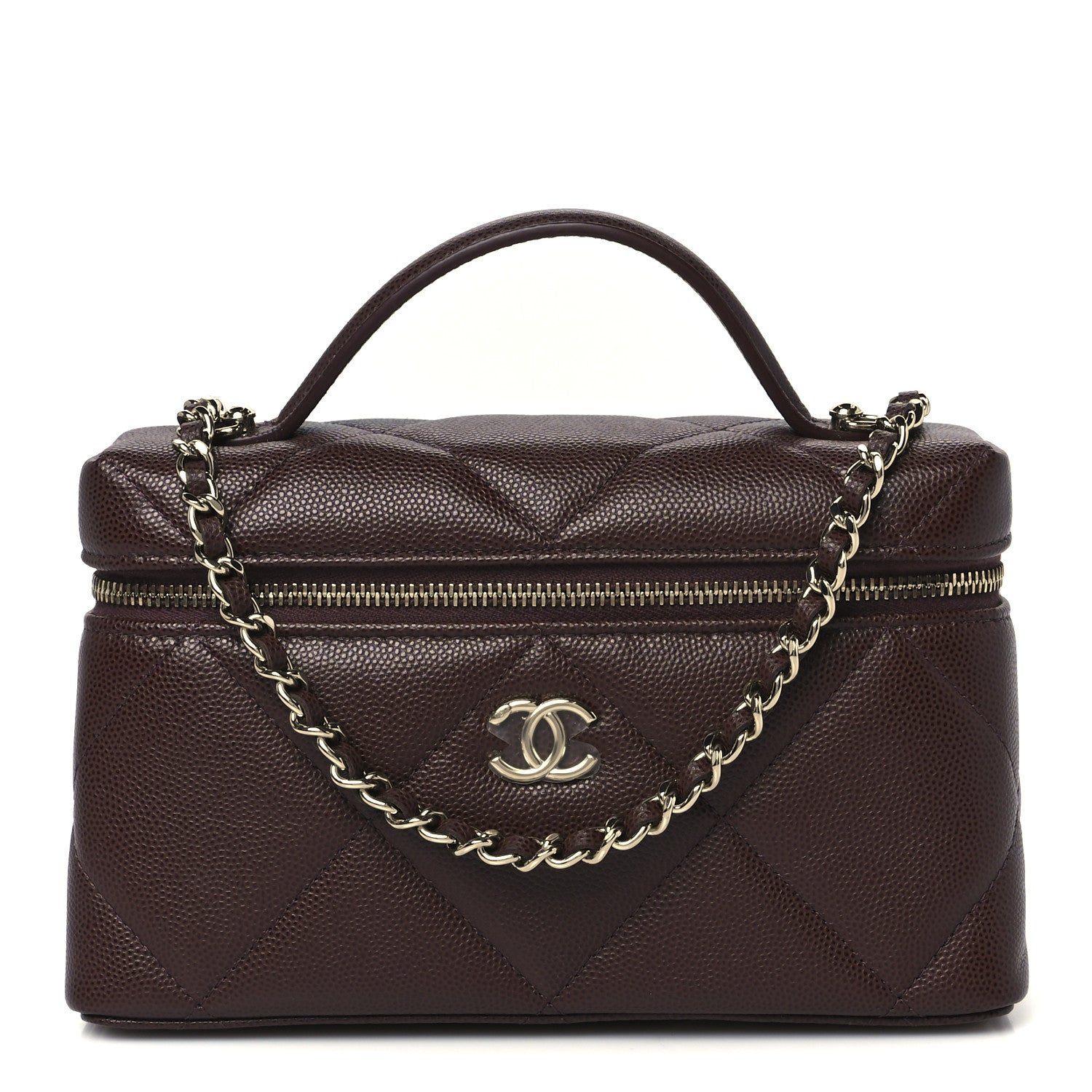 Chanel Caviar Quilted Top Handle Slim Vanity With Chain Dark Brown 1 of 11
