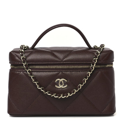 Chanel Caviar Quilted Top Handle Slim Vanity With Chain Dark Brown 1 of 11