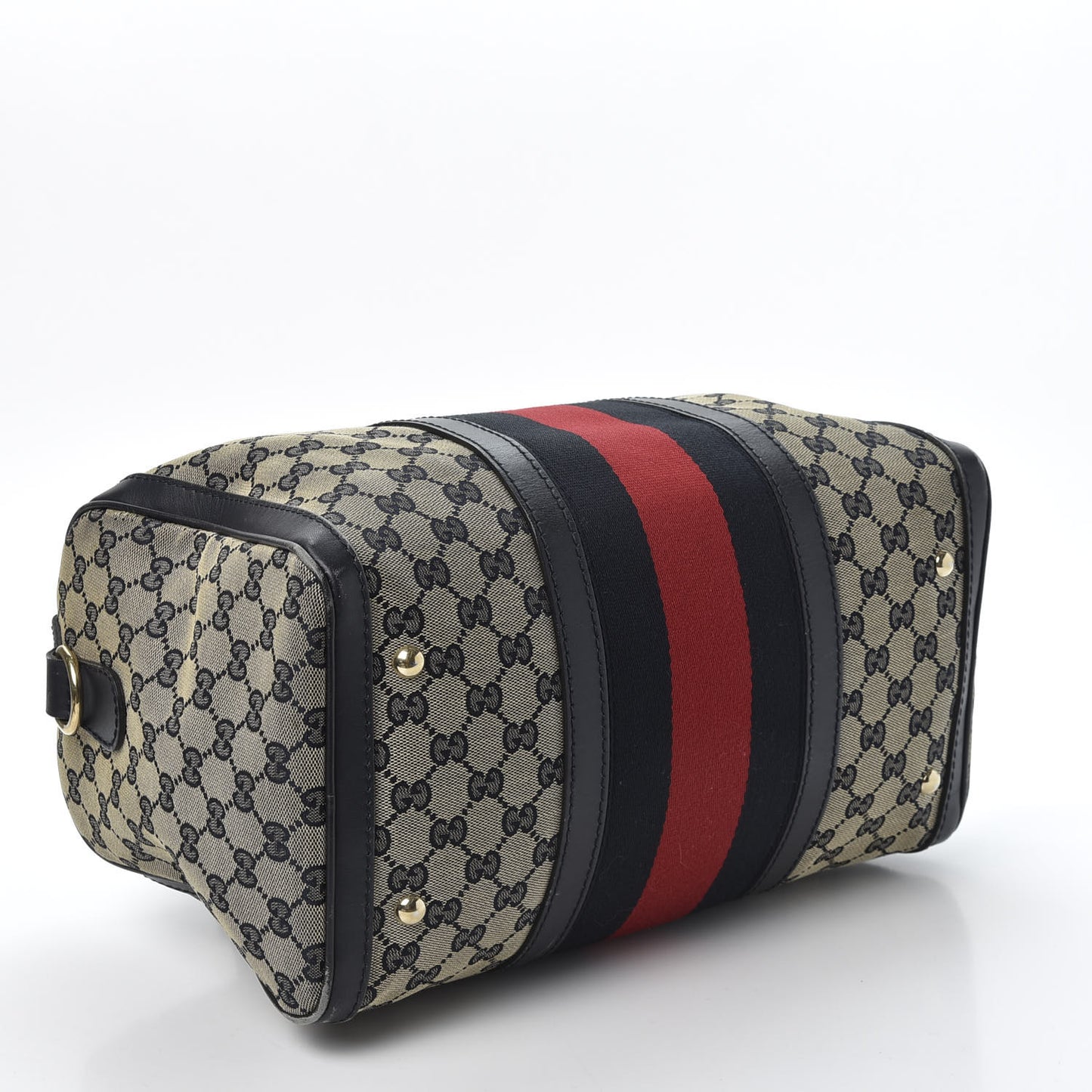 Monogram Selleria Calfskin Vintage Web Medium Boston Beige Blue