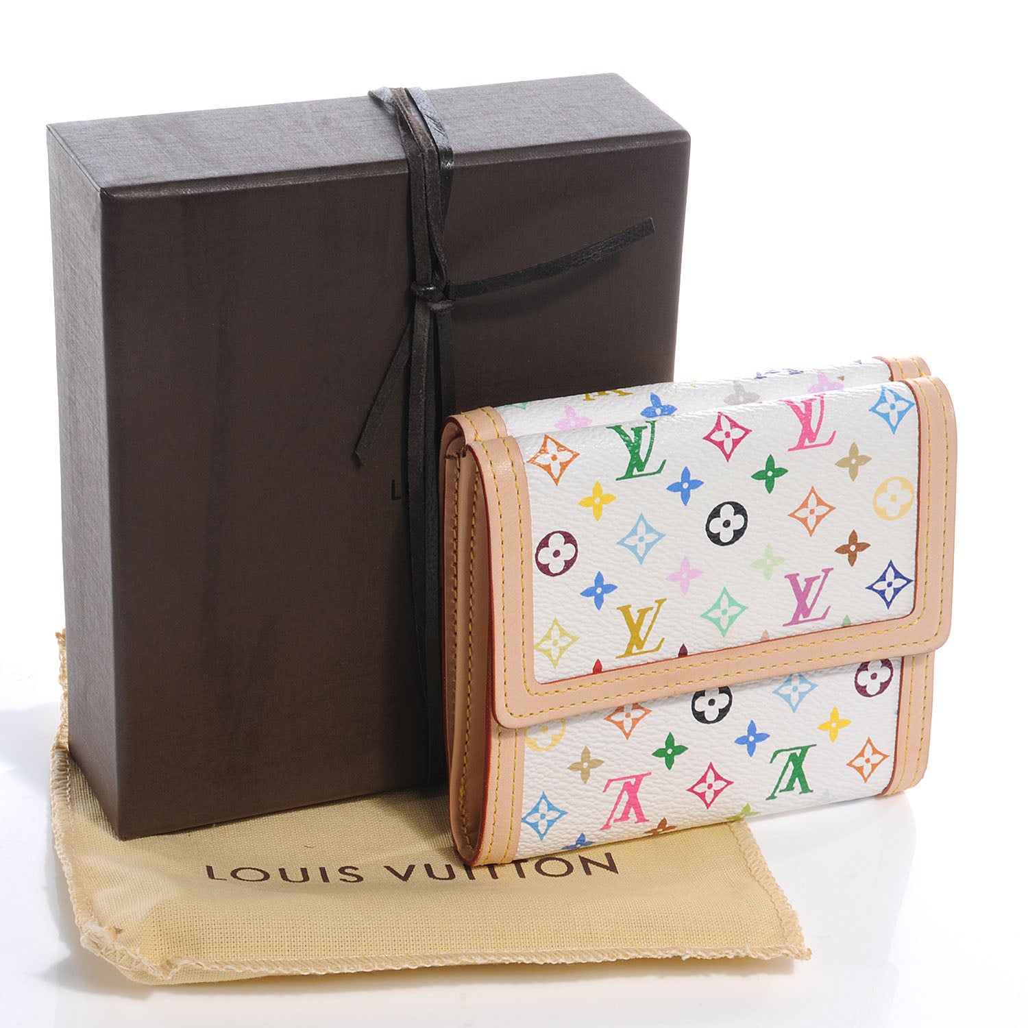 Louis Vuitton Monogram Multicolor Porte-Monnaie Billets Wallet White 5 of 8