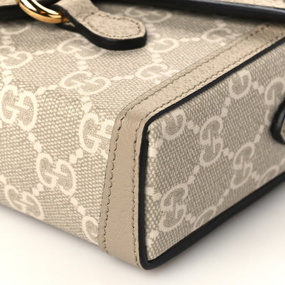 Gucci GG Supreme Monogram Textured Dollar Calfskin Mini Horsebit 1955 Shoulder Bag Beige Mystic White Oatmeal 9 of 10