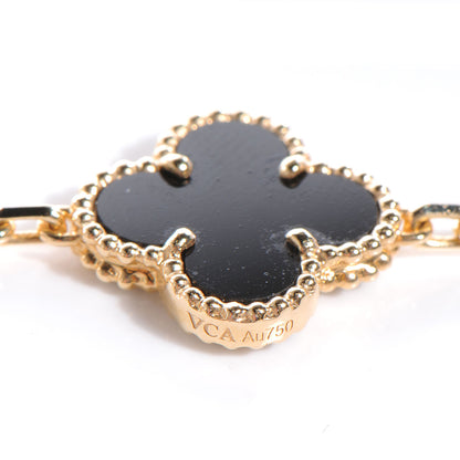 Van Cleef & Arpels 18K Yellow Gold Black Onyx 10 Motifs Vintage Alhambra Necklace 5 of 8