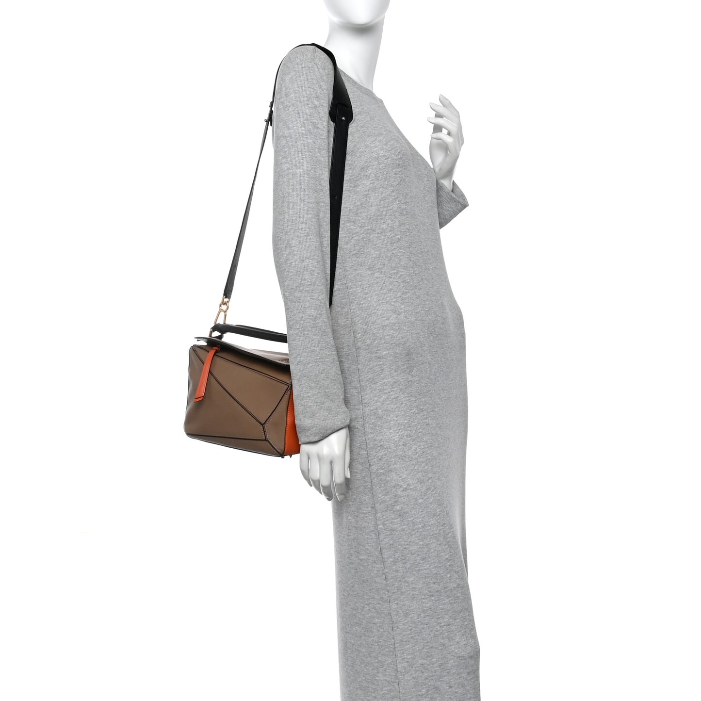 Calfskin Small Puzzle Bag Mink Coral Black