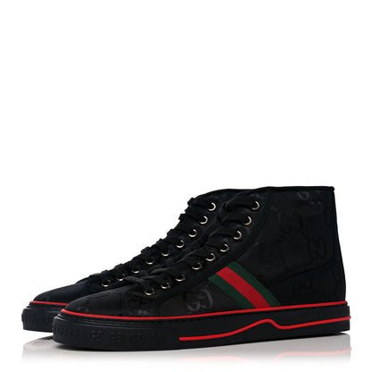Gucci Econyl Nylon Web Monogram Off The Grid Mens 1977 Tennis High Top Sneakers 8 Black 3 of 8