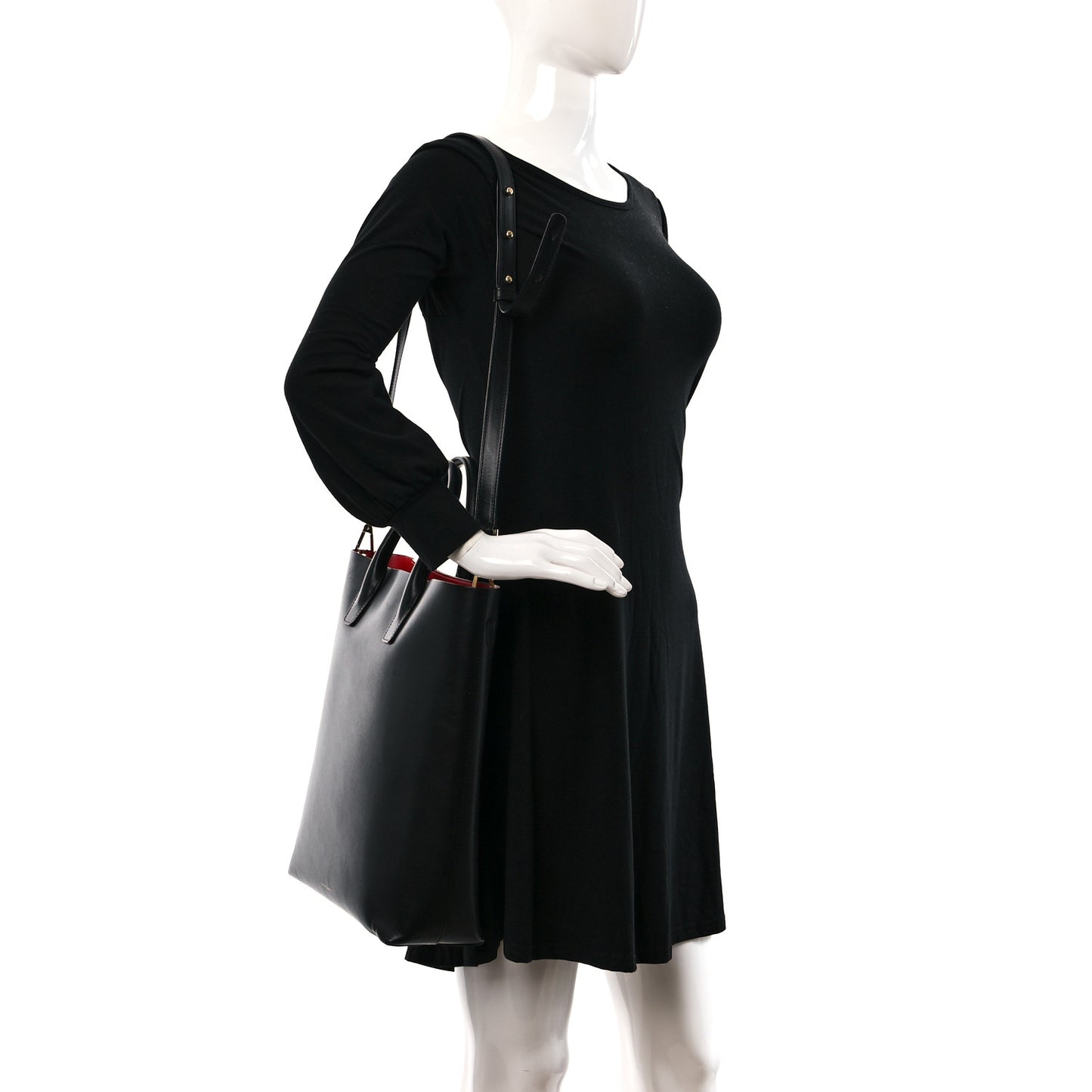 Calfskin North South Tote Black Flamma