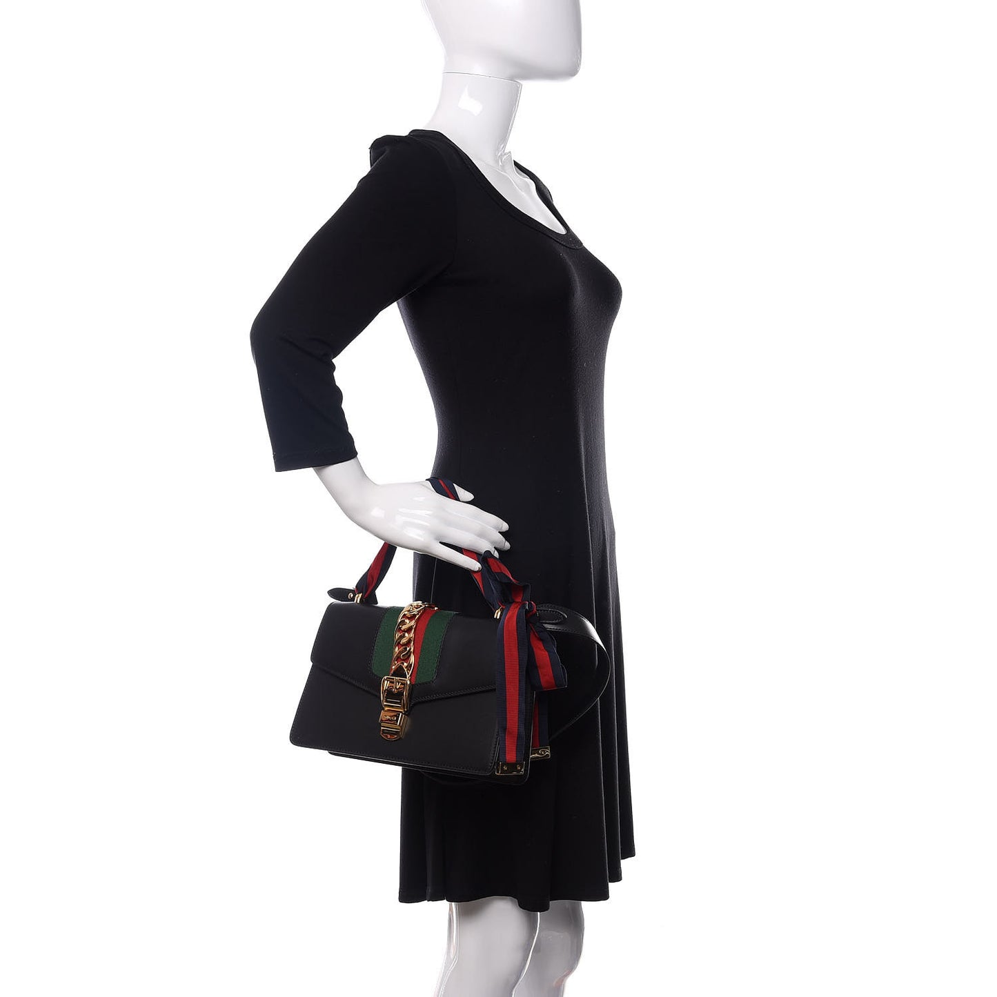 Calfskin Small Sylvie Shoulder Bag Black