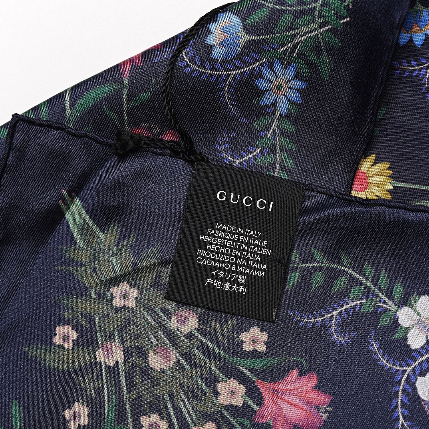 Gucci Silk Twill Nuovoflora Square Handkerchief Midnight Blue Blue 4 of 4