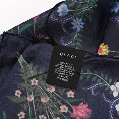 Gucci Silk Twill Nuovoflora Square Handkerchief Midnight Blue Blue 4 of 4