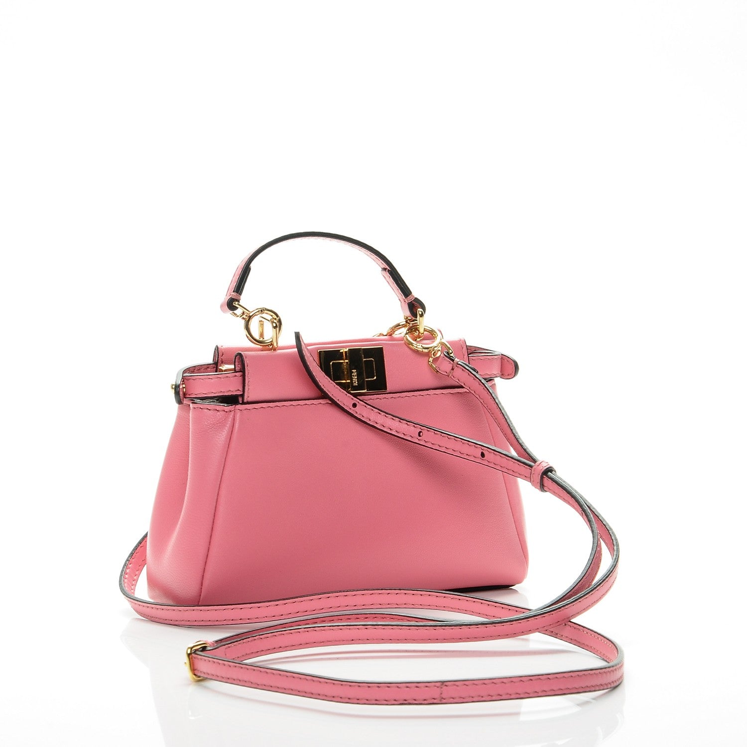 Fendi Shiny Nappa Micro Peekaboo Iconic Satchel Rosa Fluo 3 of 6