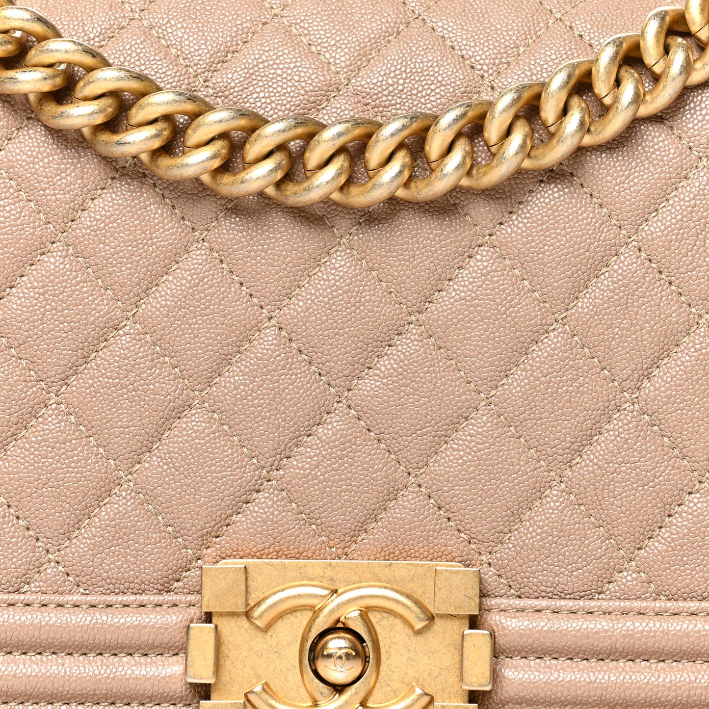 Caviar Quilted Medium Boy Flap Beige