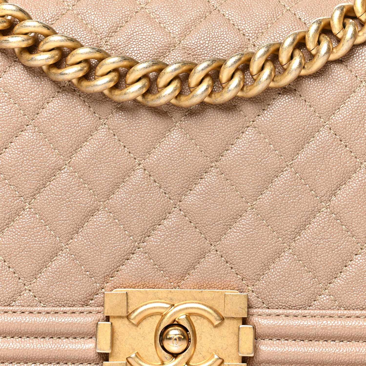 Chanel Caviar Quilted Medium Boy Flap Beige 8 of 11