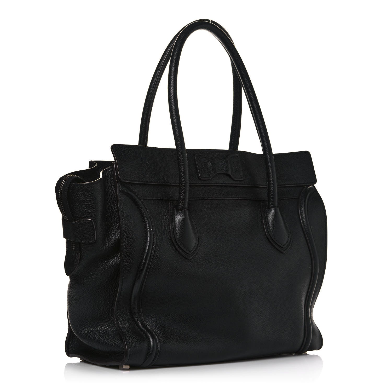 Celine Drummed Calfskin Shoulder Luggage Black 2 of 16