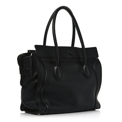 Celine Drummed Calfskin Shoulder Luggage Black 2 of 16