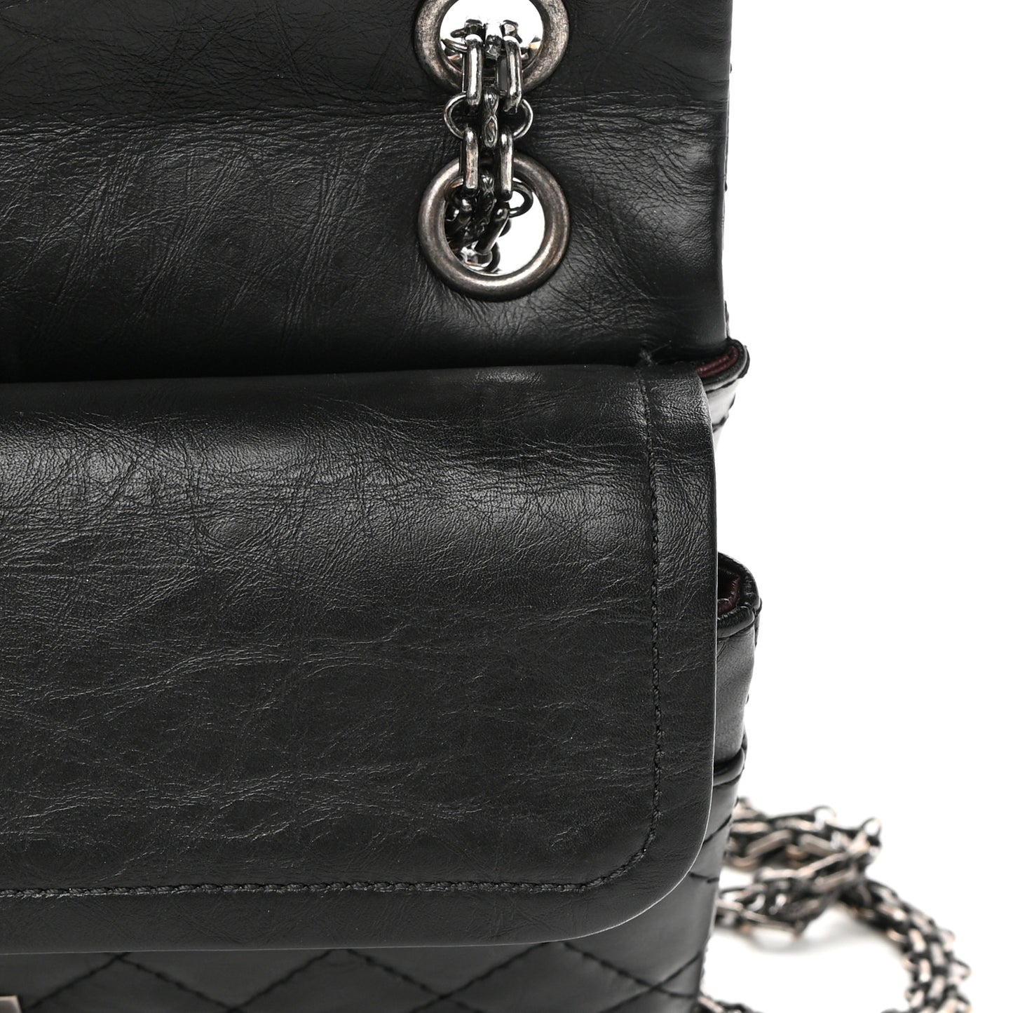 Aged Calfskin Quilted 2.55 Reissue 225 Flap Black