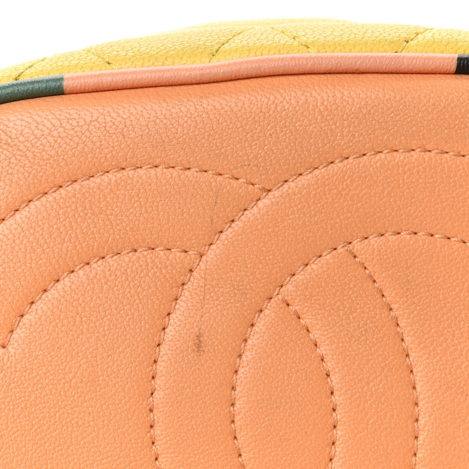 Chanel Lambskin Quilted Cuba Drawstring Tote Yellow Pink Green 18 of 19