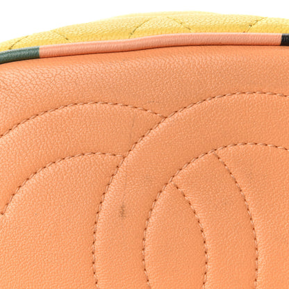 Chanel Lambskin Quilted Cuba Drawstring Tote Yellow Pink Green 18 of 19