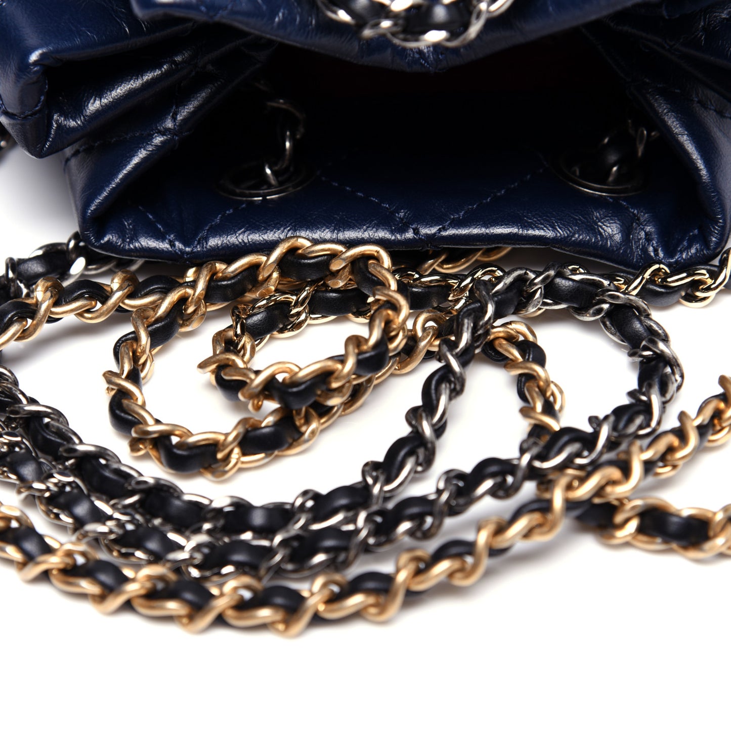 Aged Calfskin Quilted Gabrielle Backpack Navy Black