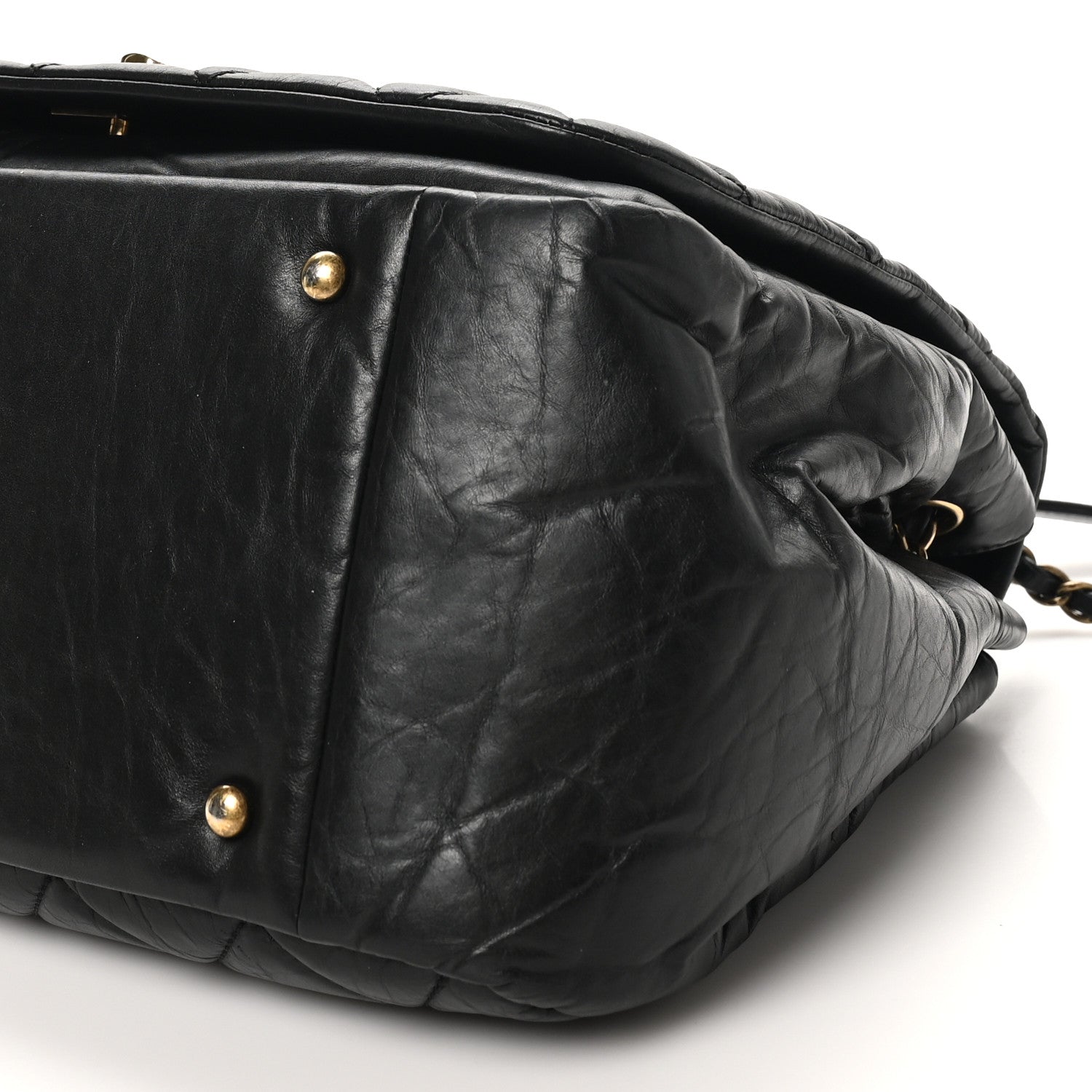 Chanel Aged Calfskin Quilted Large Pondichery Flap Black 10 of 10