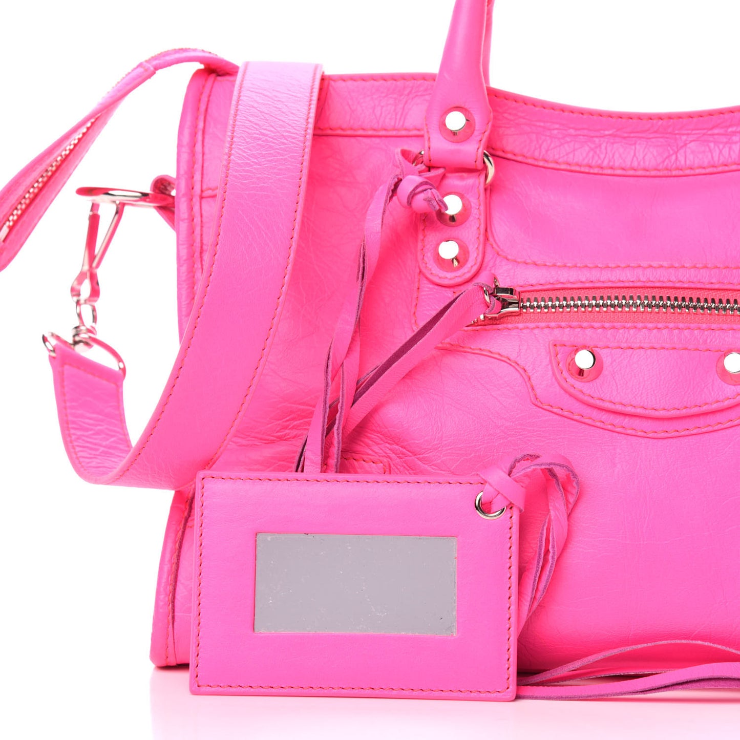 Agneau Classic Silver Hardware S City Rose Fluo