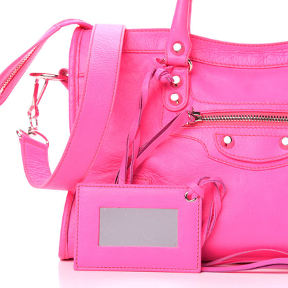 Balenciaga Agneau Classic Silver Hardware S City Rose Fluo 13 of 14