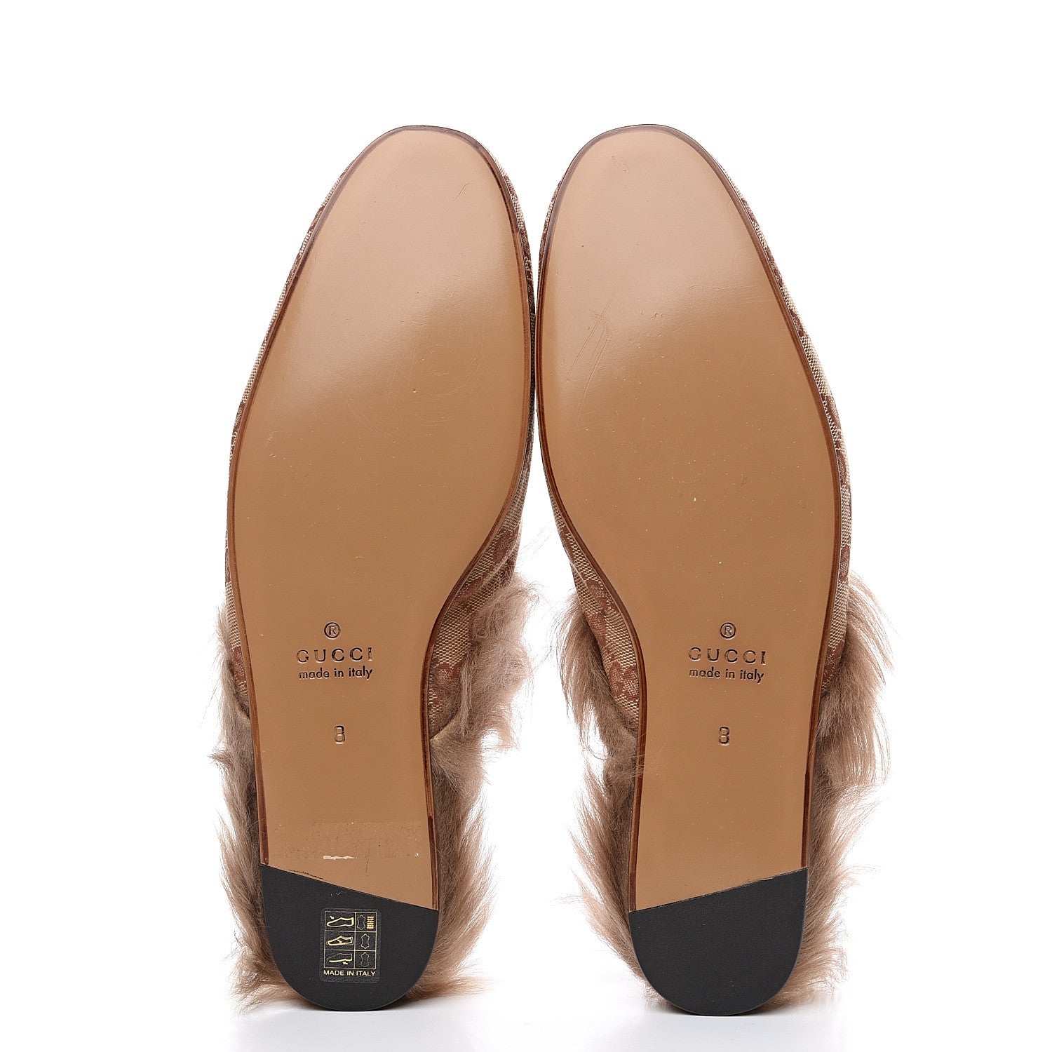 Gucci GG Monogram Fur Mens Princetown Slippers 8 Beige Ruggine Rust 5 of 8