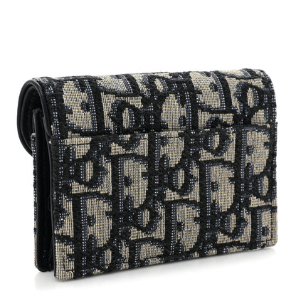Christian Dior Oblique Saddle Card Holder Blue 3 of 11