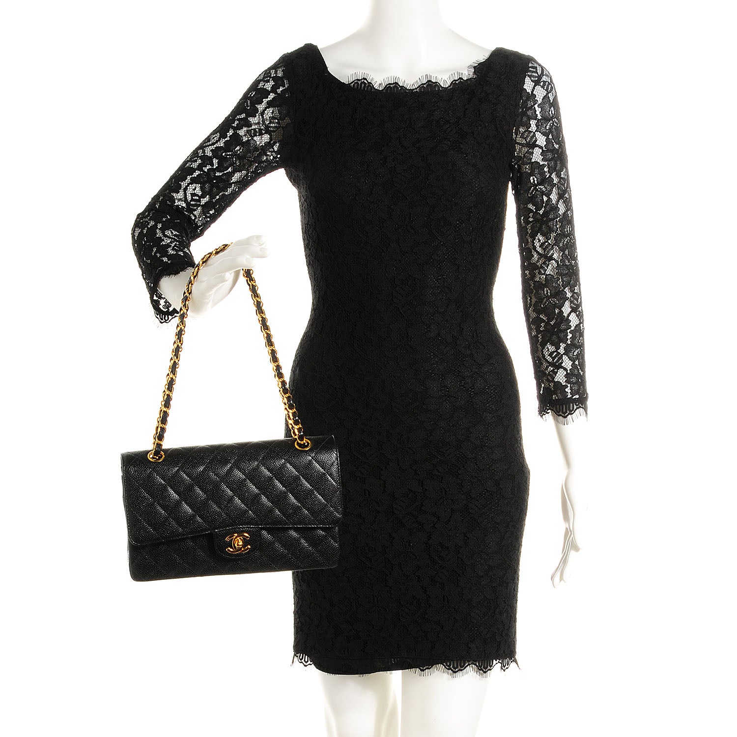 Chanel Caviar Quilted Medium Double Flap Black 2 of 9