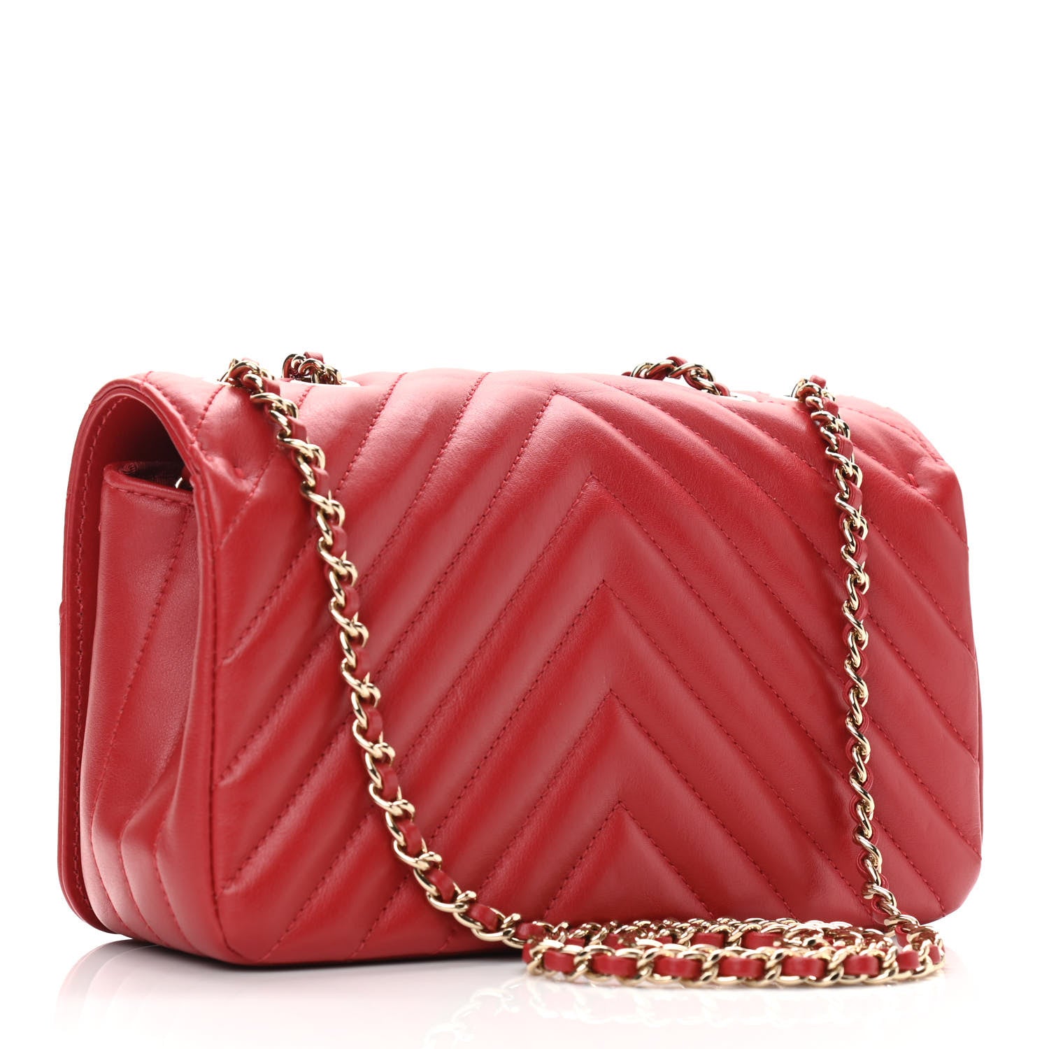 Chanel Calfskin Chevron Quilted Mini Statement Flap Red 3 of 11