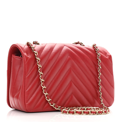 Chanel Calfskin Chevron Quilted Mini Statement Flap Red 3 of 11