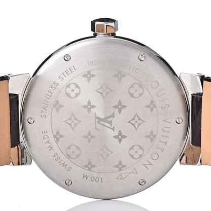 Louis Vuitton Stainless Steel Vernis Diamond 39mm Tambour Quartz Watch Amarante 5 of 9