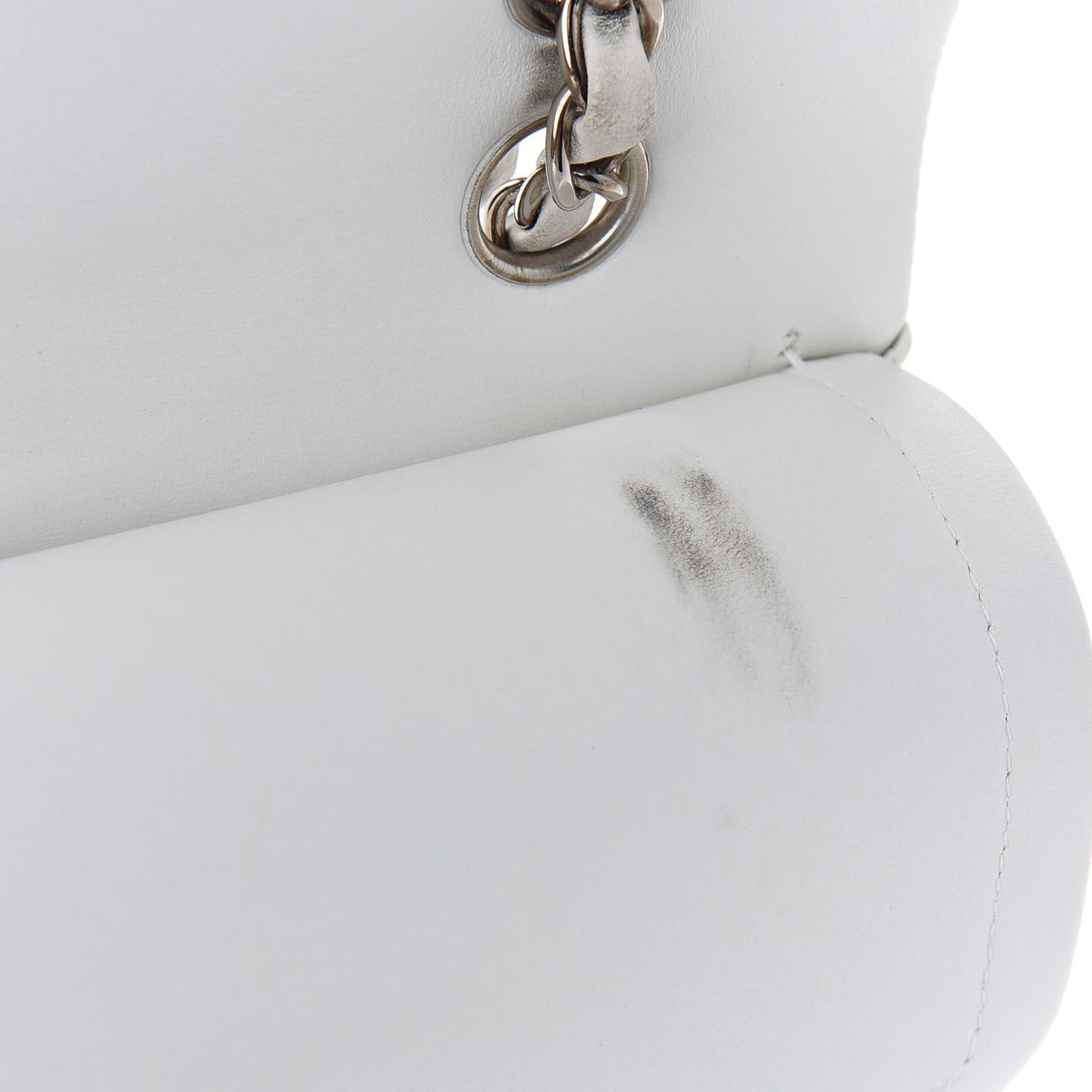 Lambskin Quilted Medium Double Flap White