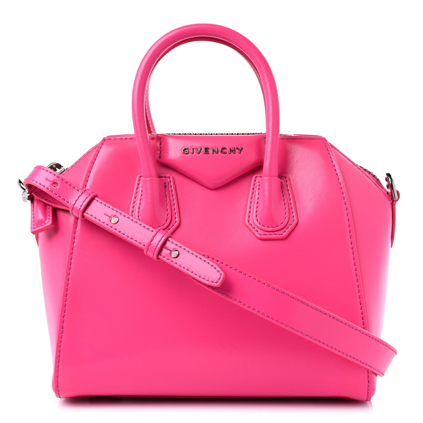 Shiny Lord Calfskin Mini Antigona Shocking Pink