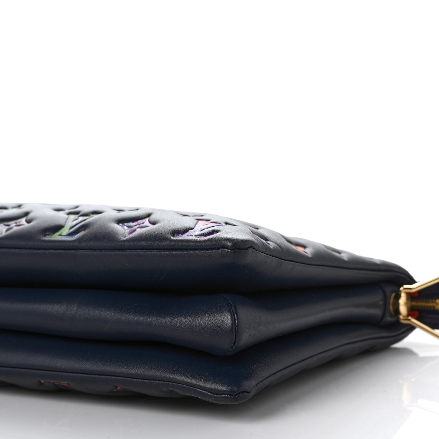 Lambskin Embossed Monogram LV Garden Coussin MM Navy Blue