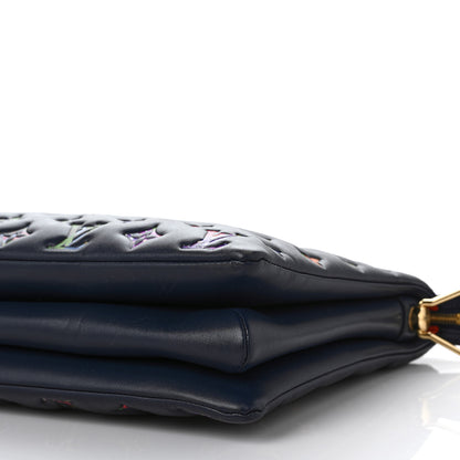 Louis Vuitton Lambskin Embossed Monogram LV Garden Coussin MM Navy Blue 7 of 8