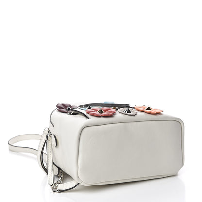 Fendi Vitello Century Nappa Flowerland Studded Mini Backpack White Ice Multicolor 4 of 10