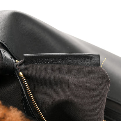 Fendi Shearling Vitello Dolce Macro FF 1974 Large Baguette Tobacco Black 7 of 10