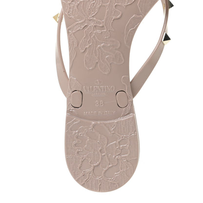 Valentino Garavani PVC Jelly Rockstud Bow Thong Sandals 38 Poudre 9 of 13