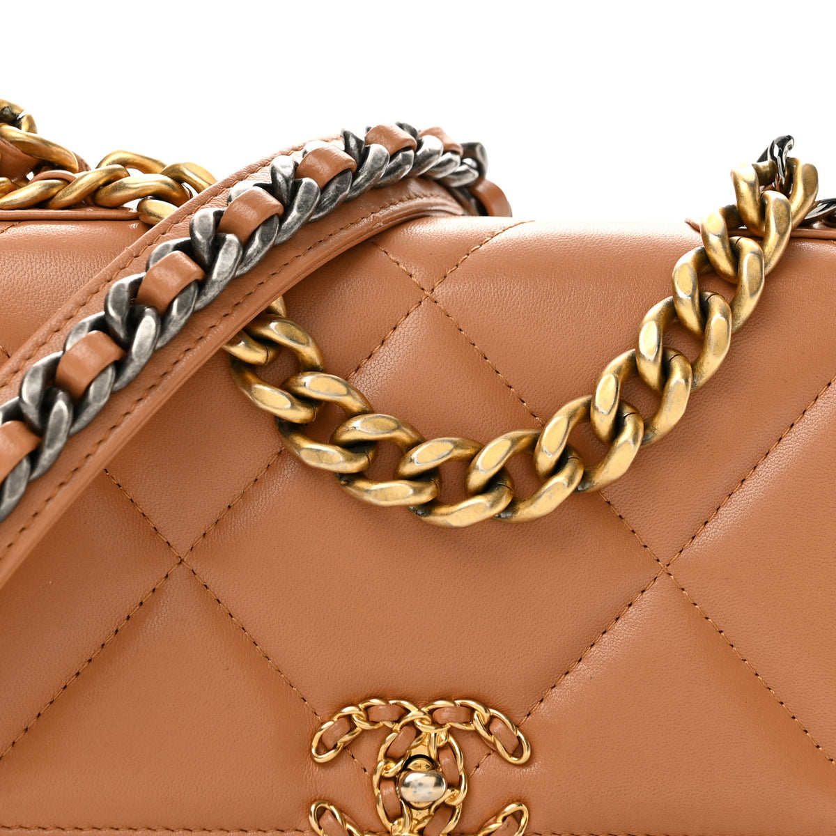 Chanel Lambskin Quilted Chanel 19 Wallet On Chain WOC Brown 8 of 13