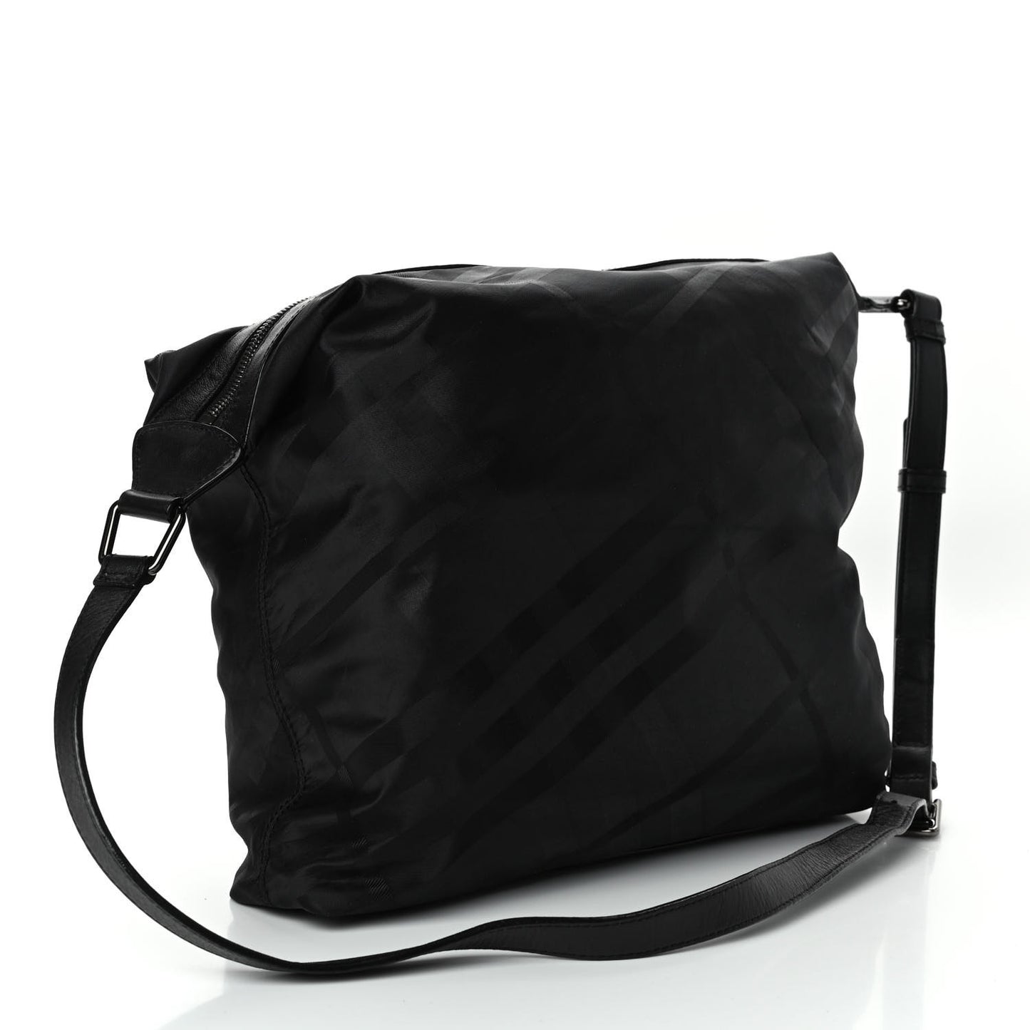 Nylon Tonal Check Crossbody Black