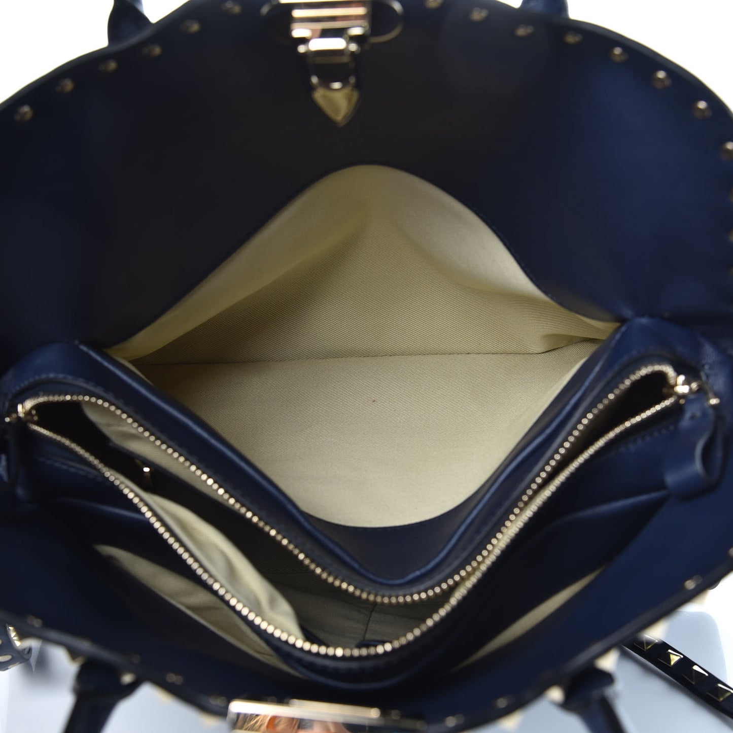 Vitello Rockstud Dome Satchel Marine