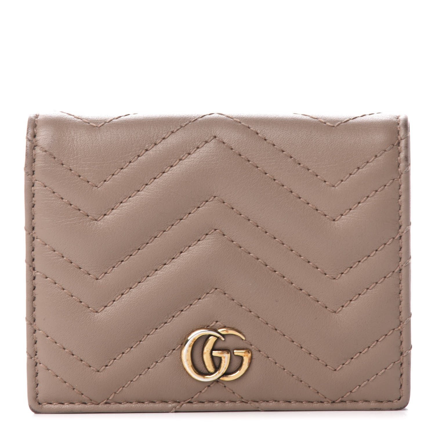 Gucci Calfskin Matelasse GG Marmont Card Case Porcelain Rose 1 of 10