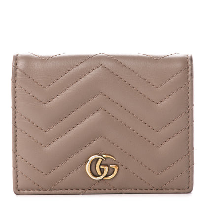 Gucci Calfskin Matelasse GG Marmont Card Case Porcelain Rose 1 of 10
